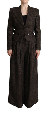 Dolce & Gabbana Dark Brown Wool Single Breasted 2 Pc Jacket Pants -   -  Dolce & Gabbana.